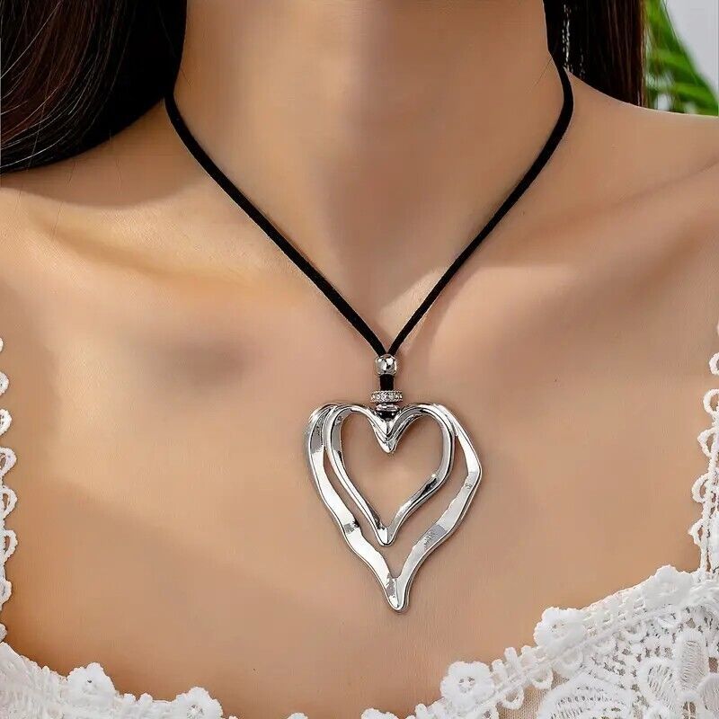 Bohemian Style Double Hollow Heart Pendant